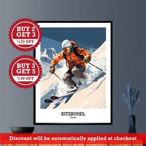 Kitzbühel Austria Poster, Austrian Alps Digital Travel Poster Print - Kitzbühel Ski Resort Printable Wall Art for Home Decor and Gift