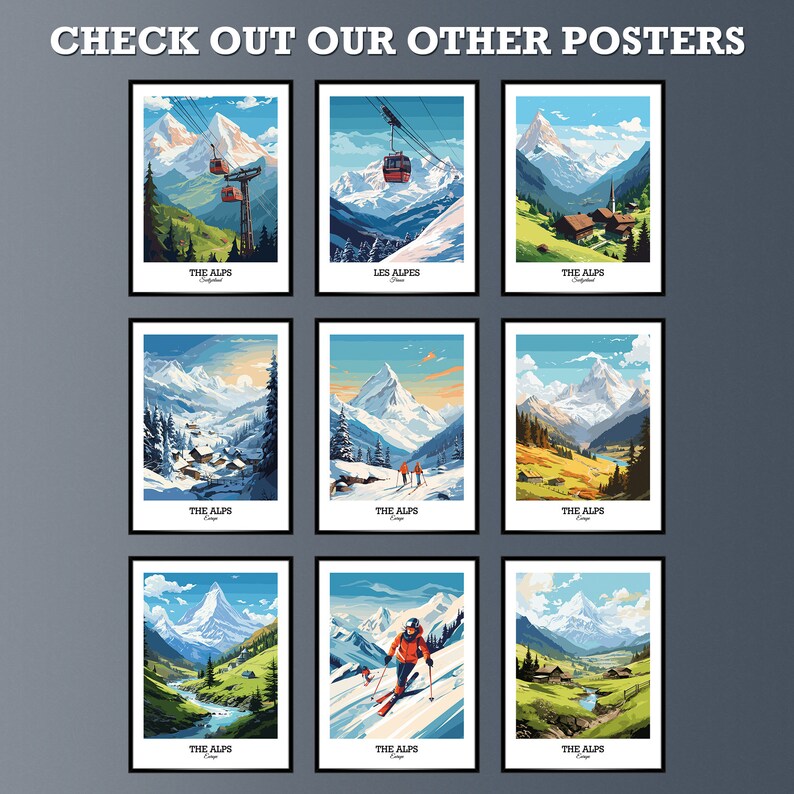 The Alps Digital Travel Poster Printable Wall Art for Home Decor and ...