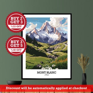 Mont Blanc Poster, Digital Travel Print, Printable Wall Art for Home Decor and Gift