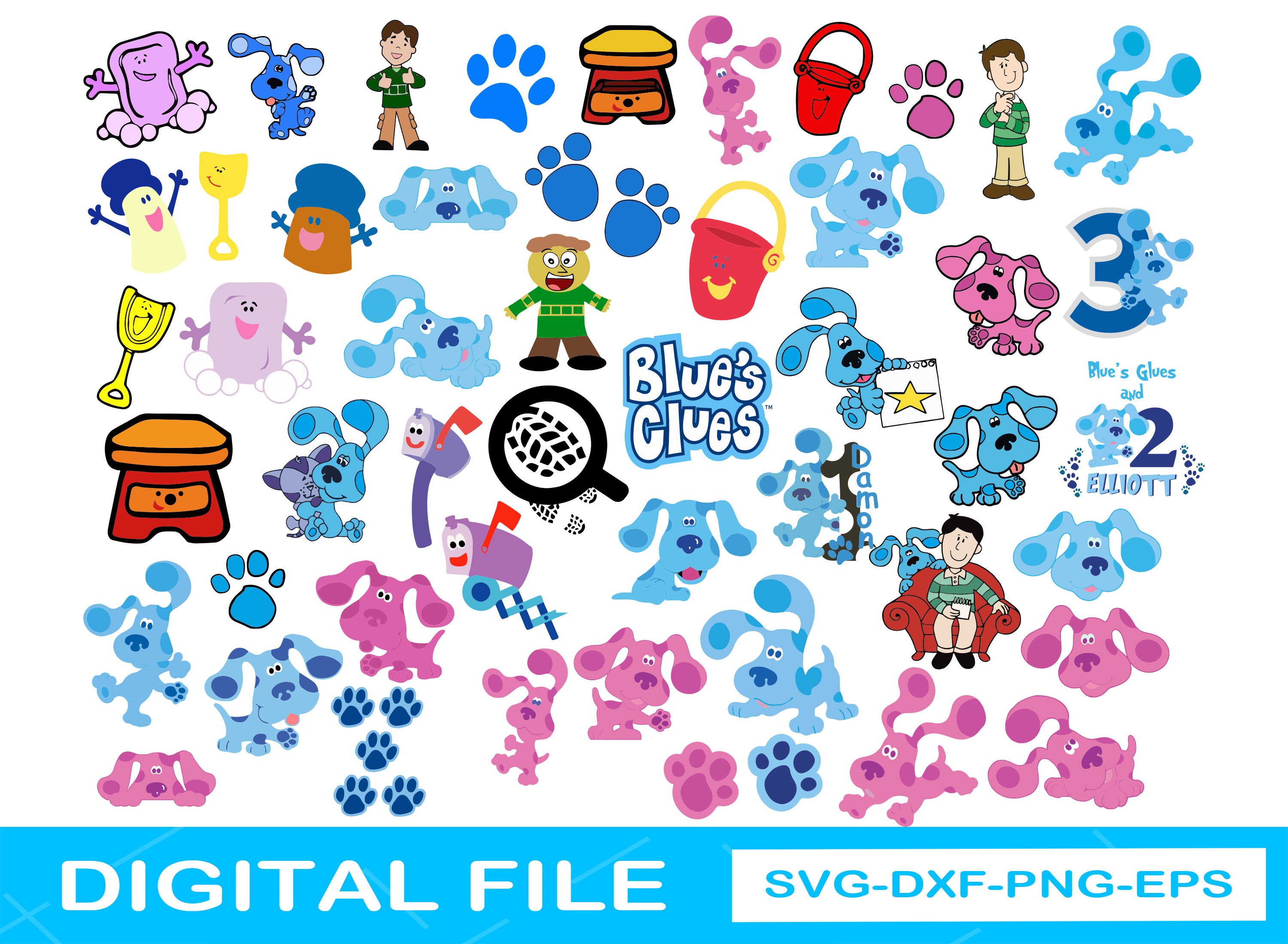 Download Blue's Clues Bundle SVG Dog Birthday Svg Blue Dog Svg | Etsy