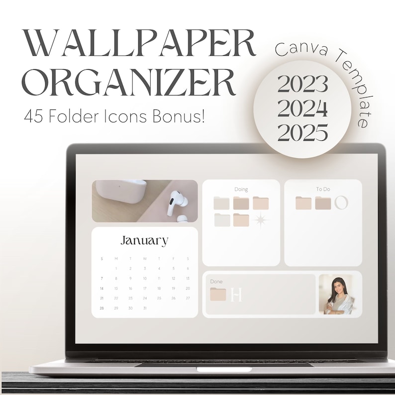 CALENDAR 2023 2024 2025 Desktop Organizer Wallpaper Folder Icons Mac