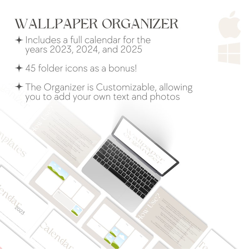CALENDAR 2023 2024 2025 Desktop Organizer Wallpaper Folder Icons Mac