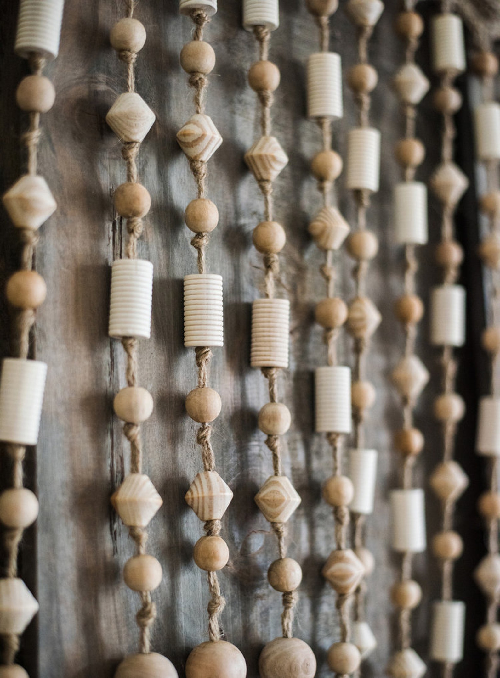 Handmade wooden curtain Beaded curtain Handwoven Solid Etsy