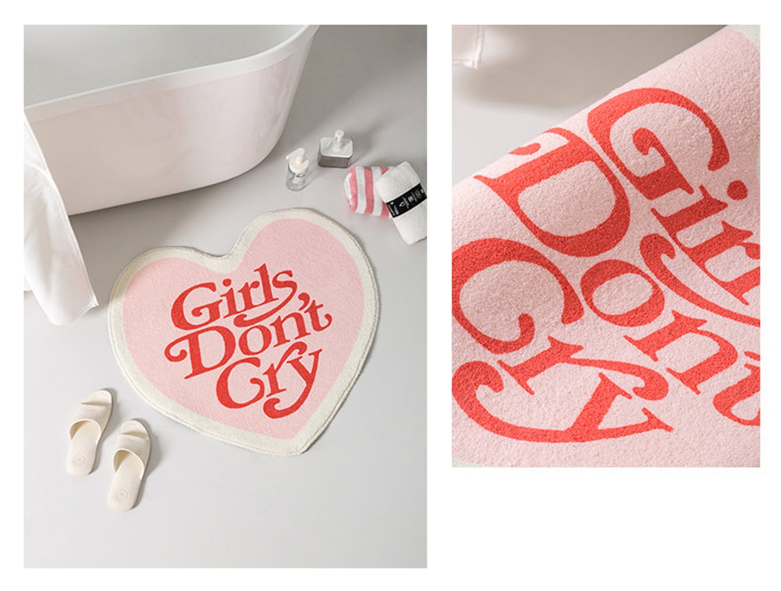 Girls don't cry bath mat Pink bath mat Cute rug Cute Etsy