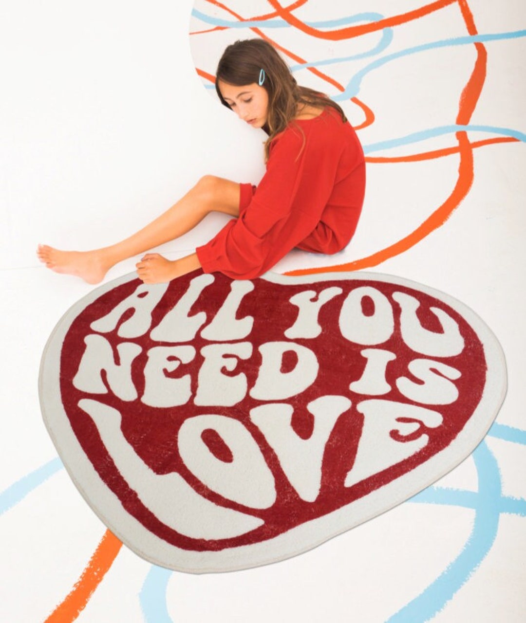 All You Need is Love Rug Bath Mat Door Mat Cute Fun Etsy