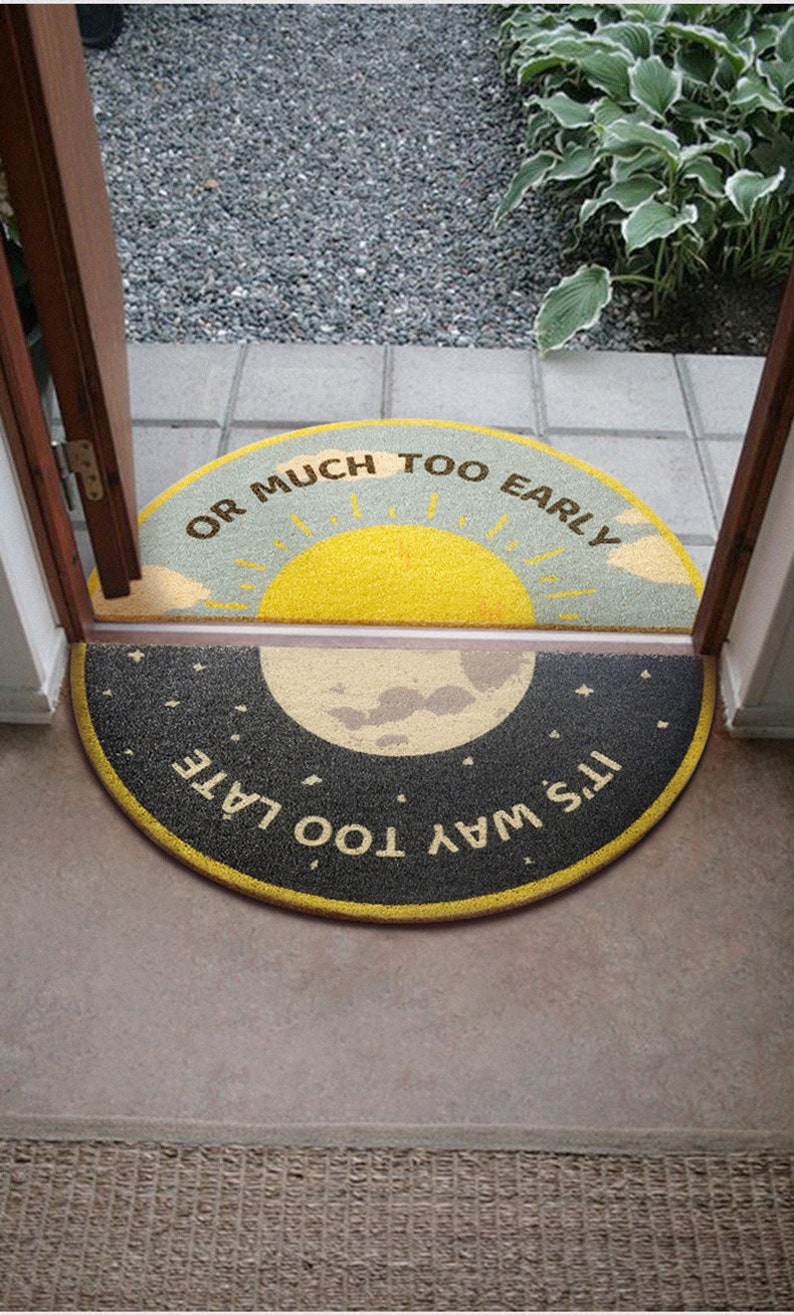 Door mat | Day and night | Indoor and outdoor | Cute | Sunshine | Starry night | Trending | PVC | Sun and moon | Half buying moon shape | Designer