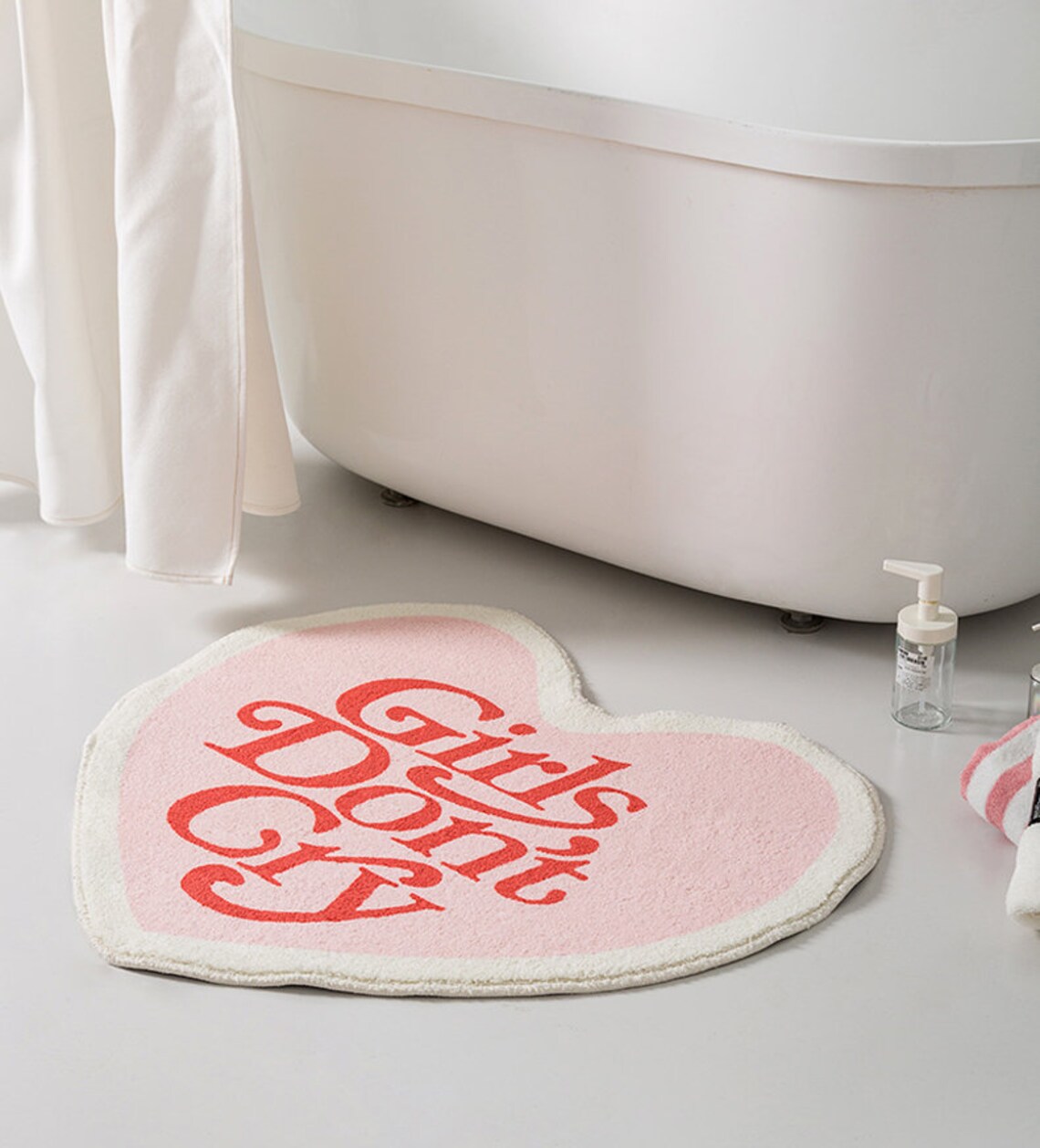 Girls don't cry bath mat Pink bath mat Cute rug Cute Etsy