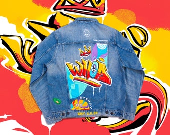 Custom Graffiti Style Hand Painted Denim Jacket | Women's Custom Denim Jacket | Men’s Custom Denim Jacket | Personalized Jacket