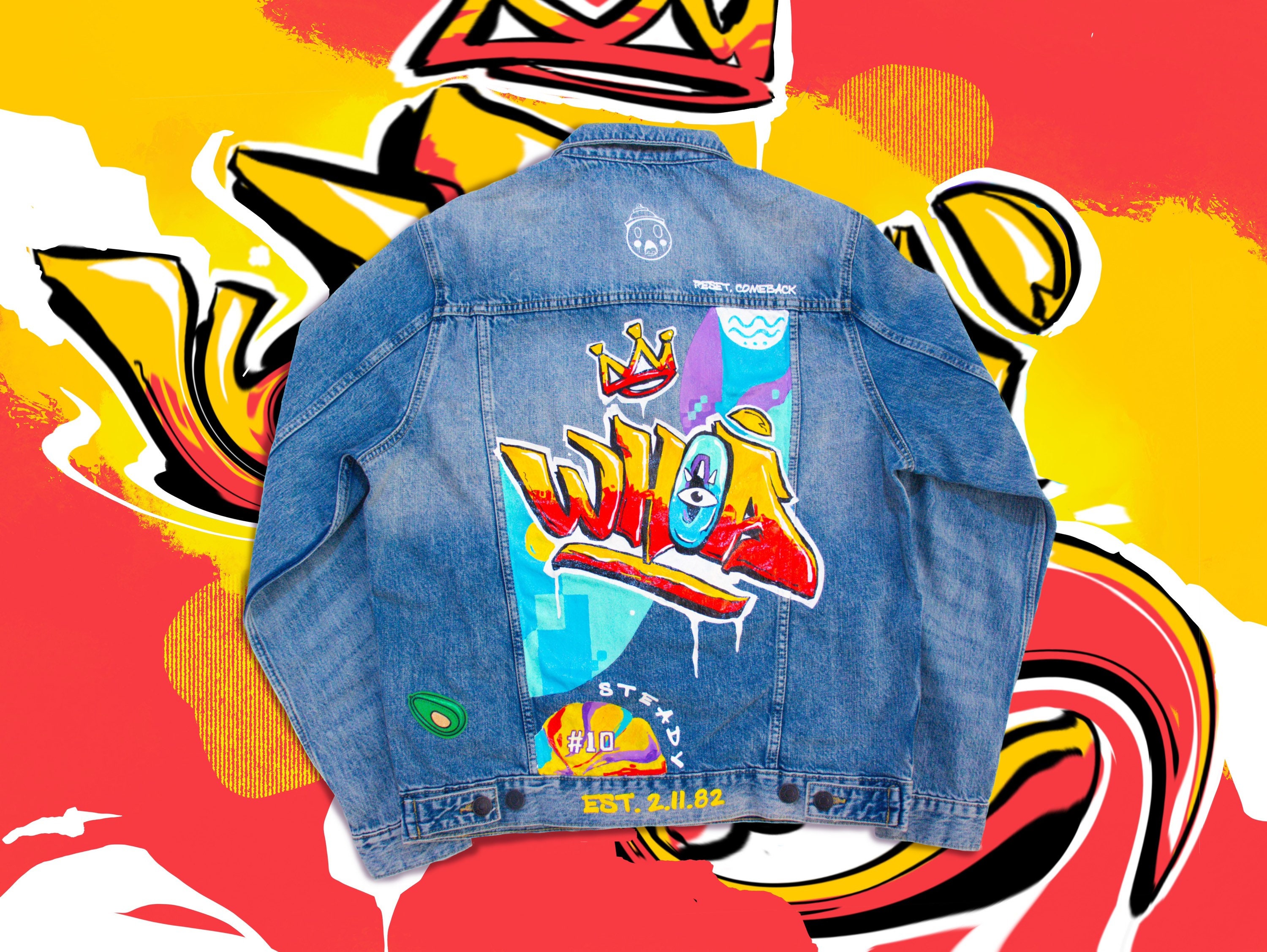 Tagged - Unisex Unisex Hemp Denim Jacket - Graffiti Blue - Afends US.