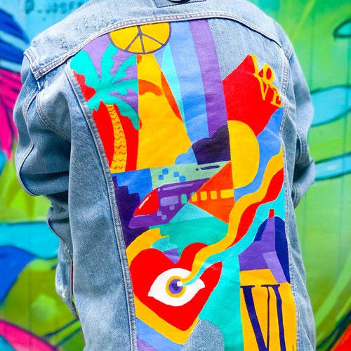 Custom Hand Painted Denim Jacket Made to Order Personalized Etsy