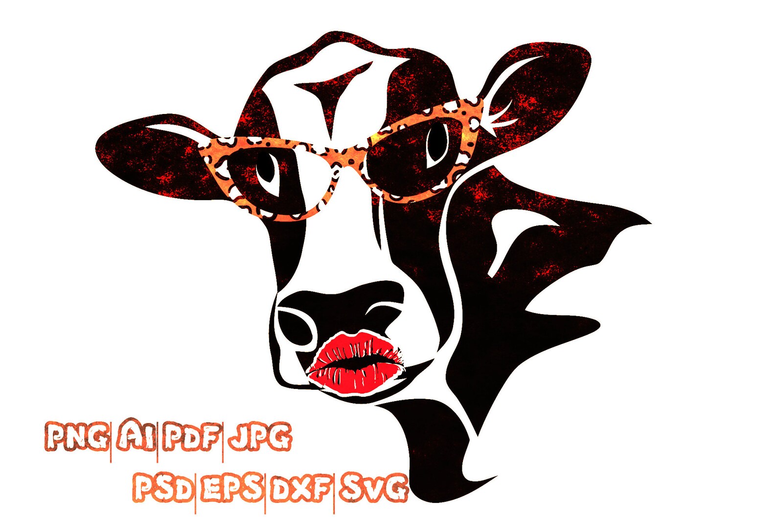 Cow with kiss svg cow face svg with glasses princess cow Etsy
