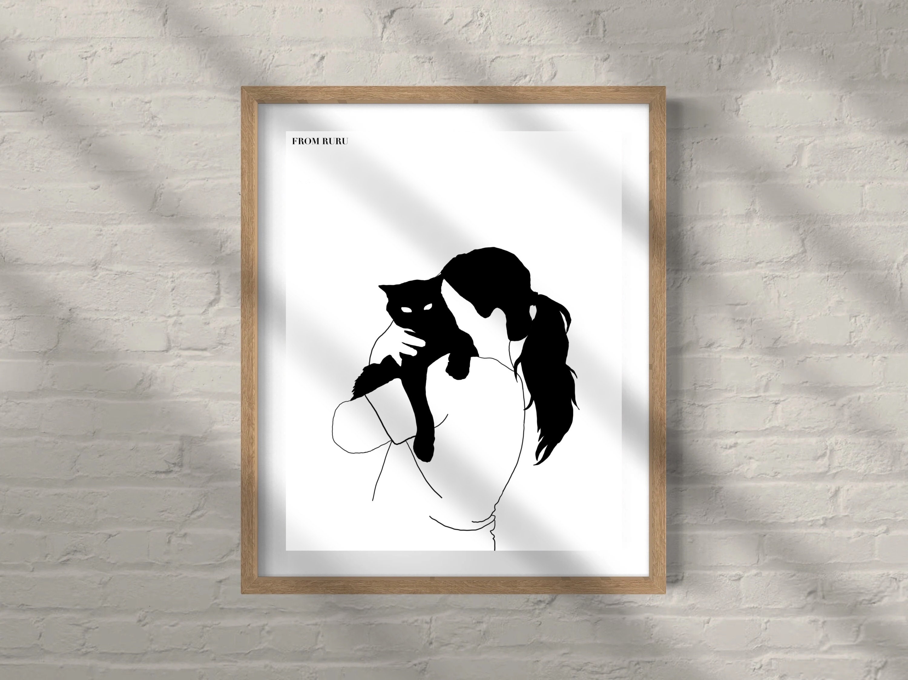 Minimalist Black Cat Art Print | Cat Mom Art | Modern Black Cat Art ...
