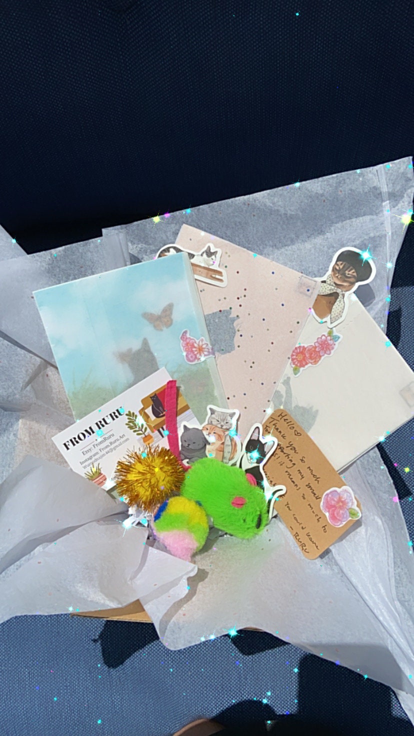 Cat MINI Gift Box Cat Lovers Gift Box Cat Art Prints Cat Etsy