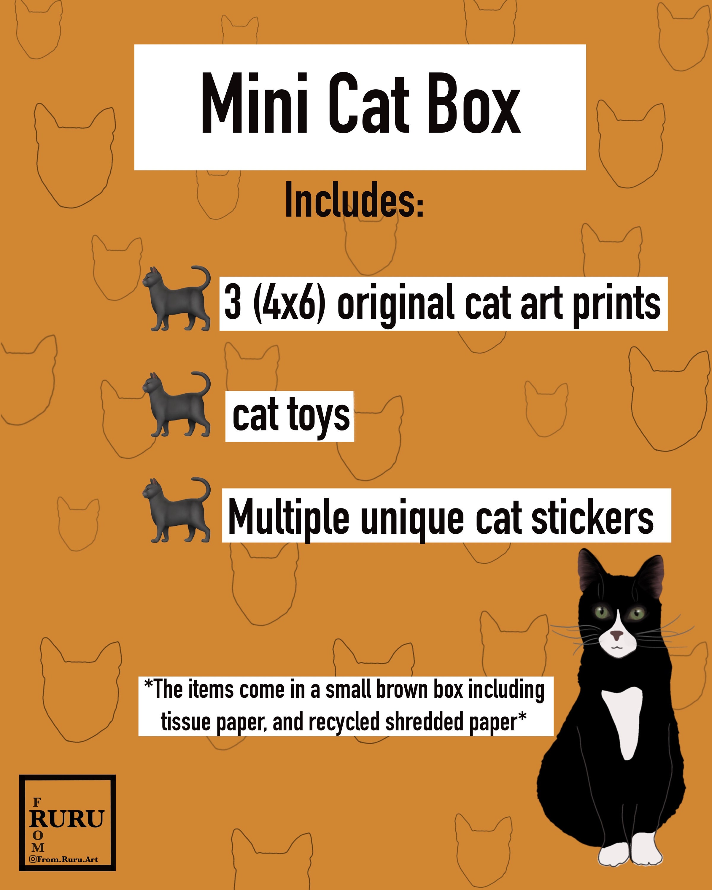 Cat MINI Gift Box Cat Lovers Gift Box Cat Art Prints Cat Etsy
