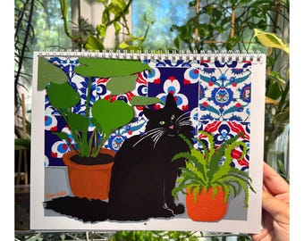 2026 Katzenwandkalender, Katzenkalender, 8,5x11 Hängekalender, Originalkatzenkunst, Weihnachtsgeschenk, Katzenliebhabergeschenk, Neujahrsgeschenk, Katzenmamageschenk