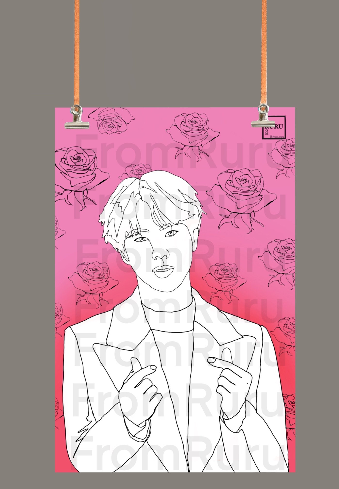 JIN BTS Jin fanart Kim seok Jin bts art print jin line art | Etsy