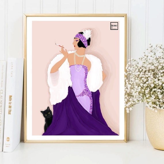 1920s Flapper Girl Vintage Art Print Roaring 20s Cardstock | Etsy