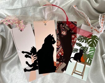 Katzen Lesezeichen, Mystery Cat Lesezeichen, Mystery Lesezeichen, handgemachtes Lesezeichen, original Katzen Kunst, Geschenk für Katzenliebhaber, Geschenk für Buchliebhaber