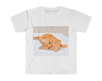 Maglietta arancione con gatto, adorabile maglietta tigrata color zenzero, morbida maglietta bianca unisex, regalo per amanti dei gatti, regalo per mamme gatte, regalo per papà gatte, regalo di Natale
