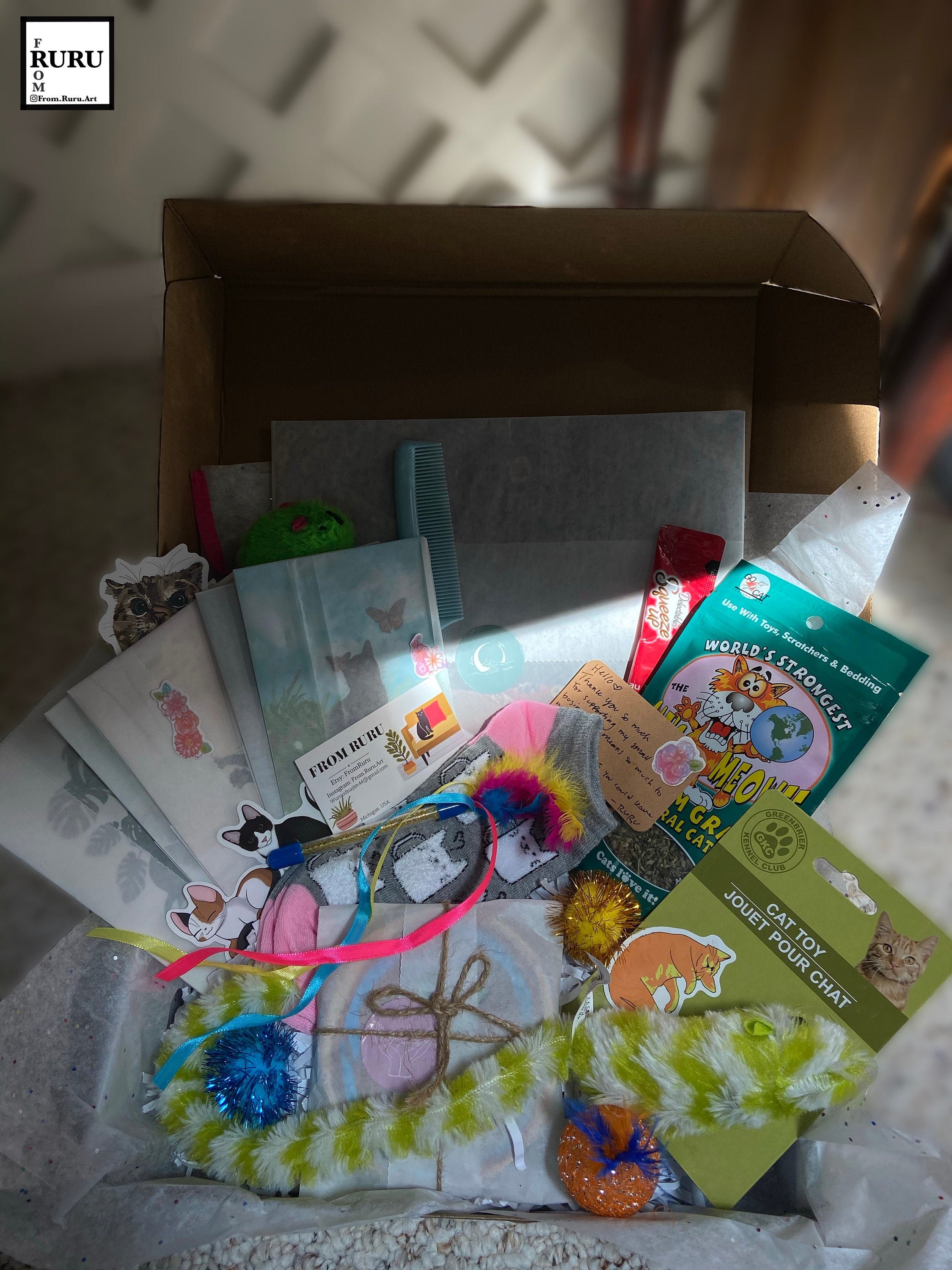 Cat DELUXE gift box PERSONALIZED gift cat mystery box black Etsy