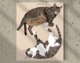 Tabby cat art, fluffy cat, brown cat art, cat illustration, cat poster, cat lovers gift, cat mom gift, Mother’s Day gift, cat tote bag