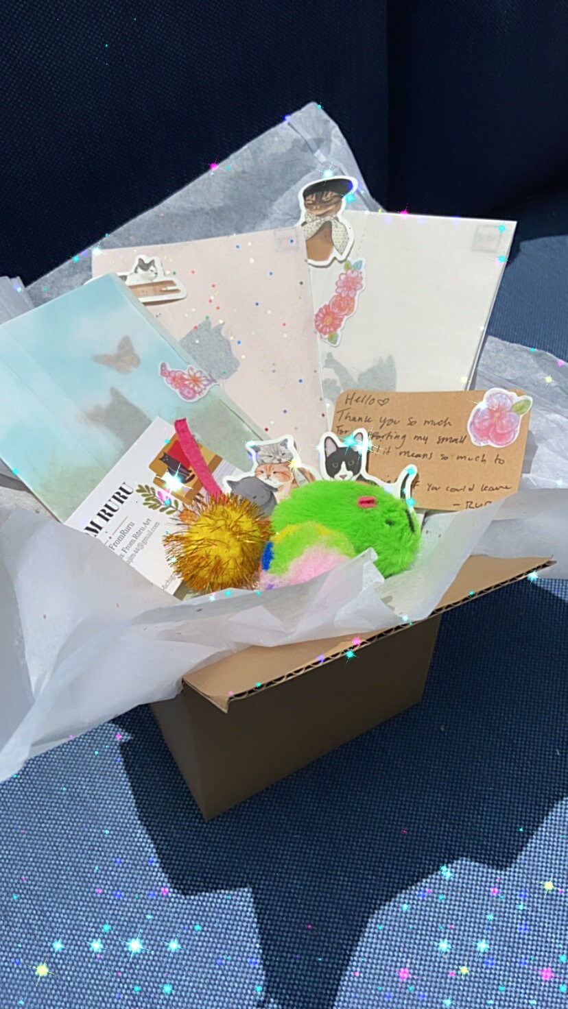 Cat MINI Gift Box Cat Lovers Gift Box Cat Art Prints Cat Etsy