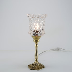 Handmade Brass and Glass Vintage Style Small Accent Table Lamp