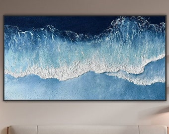 Original Gemälde Blaues Meer auf Leinwand Strukturierte Wandkunst Mode-Wand-Dekor Wohnzimmer Wandkunst Benutzerdefinierte Leinwand Wandkunst personalisiertes Geschenk