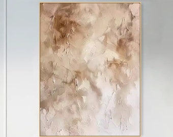 Ethereal Abstract Painting on Canvas Soft Pastel Textured Wall Art Modern Impasto Luxurious Living Room Art Neutral Palette Earth Tone Art