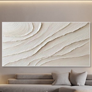 3D Framed Ivory Minimalist Painting on Canvas Neutural Textured Wall Art Wabi-Sabi Wall Art Living Room Painting Inspiring Calming  Painting