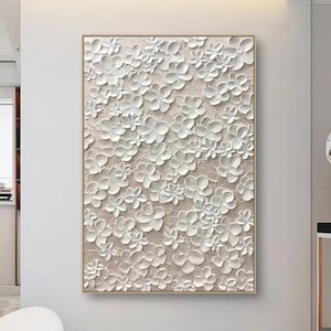 Abstrakte Blume strukturierte Wand Kunst Blühende Blumenmalerei auf Leinwand Geschenk für sie Wohnzimmer Wandkunst Neutural Wandkunst benutzerdefinierte Leinwandkunst