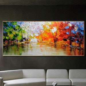 Bunte Wand-Dekor Home Dekor Leinwand Wandkunst Wald Malerei Boho-Wand-Dekor Texturwand-Kunst Helle Malerei Große Wand-Kunst-moderne Kunst