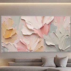 Original 3D Textured Floral Canvas Art - Soft Pastel Tones Original Acrylic Painting, Elegant Wall Decor, Contemporary Blossoms Artwork