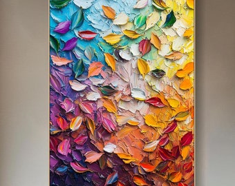 Vivid Color Abstract Painting Statement Canvas Art Luxury Home Gallery Artwork Unique Creative Designer Art Hotel Art Multicolor Masterpiece