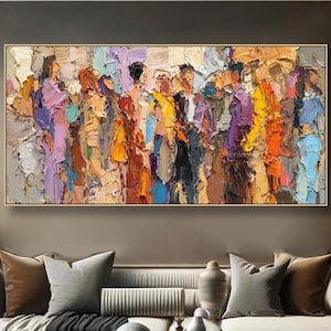 Abstrakte Ölgemälde Auf Leinwand Strukturierte Bunte Wandkunst Moderne Original Dicke Impasto Wandkunst Große Gruppe Wanddekor