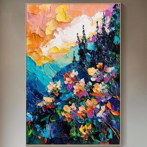 Original 3D Textured Wall Art Floral Painting On Canvas Abstract Impressionist Art Spring Bloom Art Modern Botanical Art Living Room Art