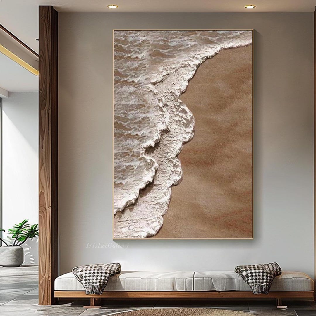 3D Beach Painting on Canvas Textured Ocean Wave Wall Art Large ...