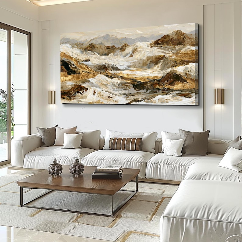 Mountain Oil Painting on Canvas Textured Abstract Wall Art Hand Painted ...