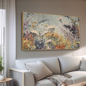 Original Framed Flower Textured Wall Art Colorful Flowers Painting on ...
