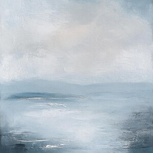 Large Abstract Seascape Wall Art Set of 2 Blue Ocean Canvas Painting Coastal Minimalist Artwork Beach Painting Textured Seascape Framed Art image 9