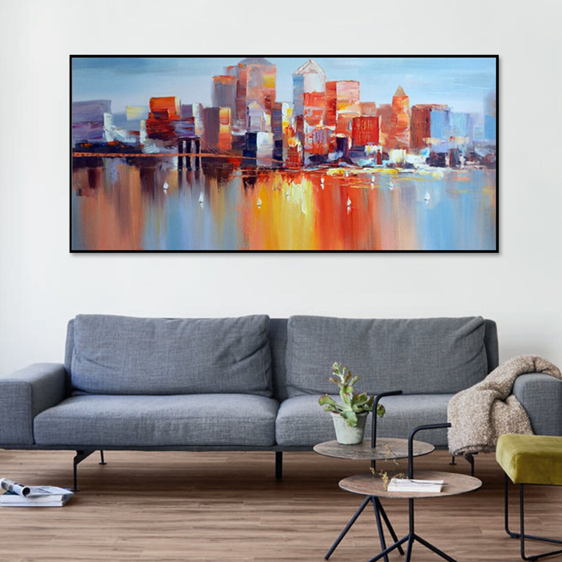 Large New York City Oil Painting on Canvas Landscape Etsy