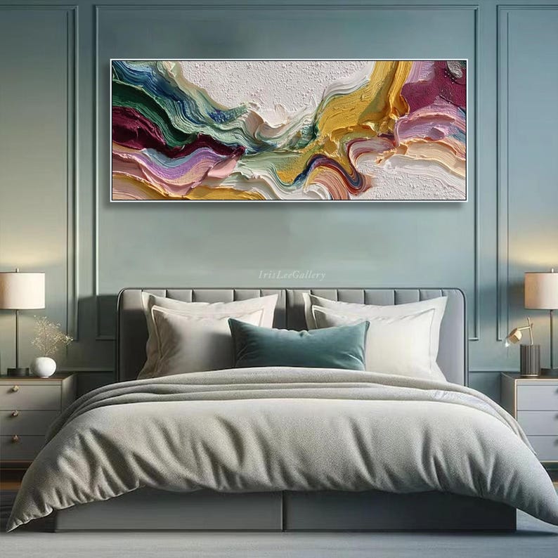 3D Abstract Oil Painting on Canvas Colorful Textured Wall Art Modern ...
