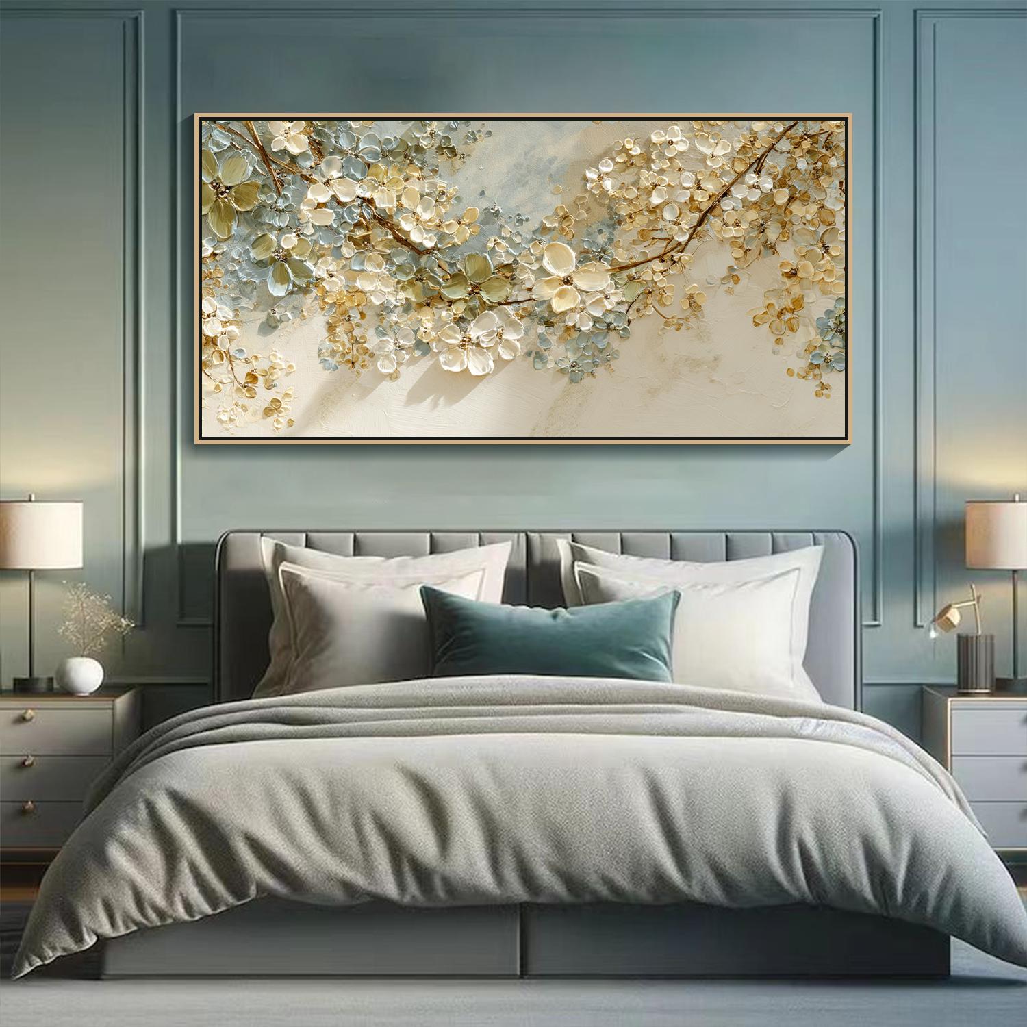 Textured Flower Wall Art 3D White Oil Painting on Canvas Hand Painted ...
