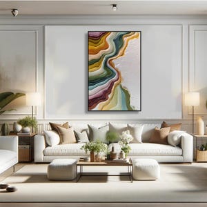 Colorful Oil Painting on Canvas Abstract Textured Wall Art Impasto ...