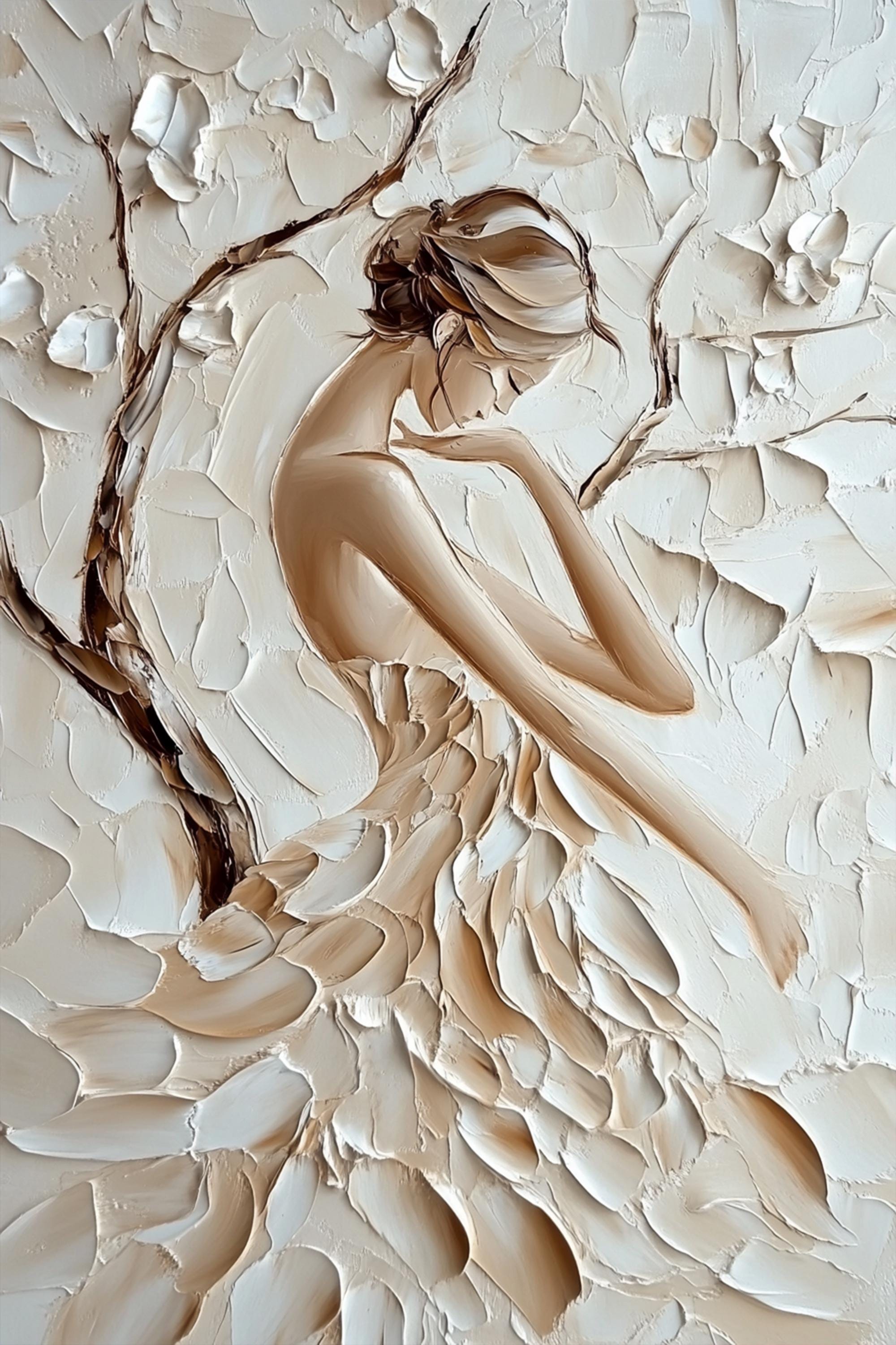 Abstract Woman Figure Painting on Canvas 3D Textured Nude Wall Art ...
