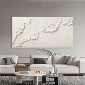 3D White Minimalist Beach Painting Textured Wall Art Ocean Wave ...