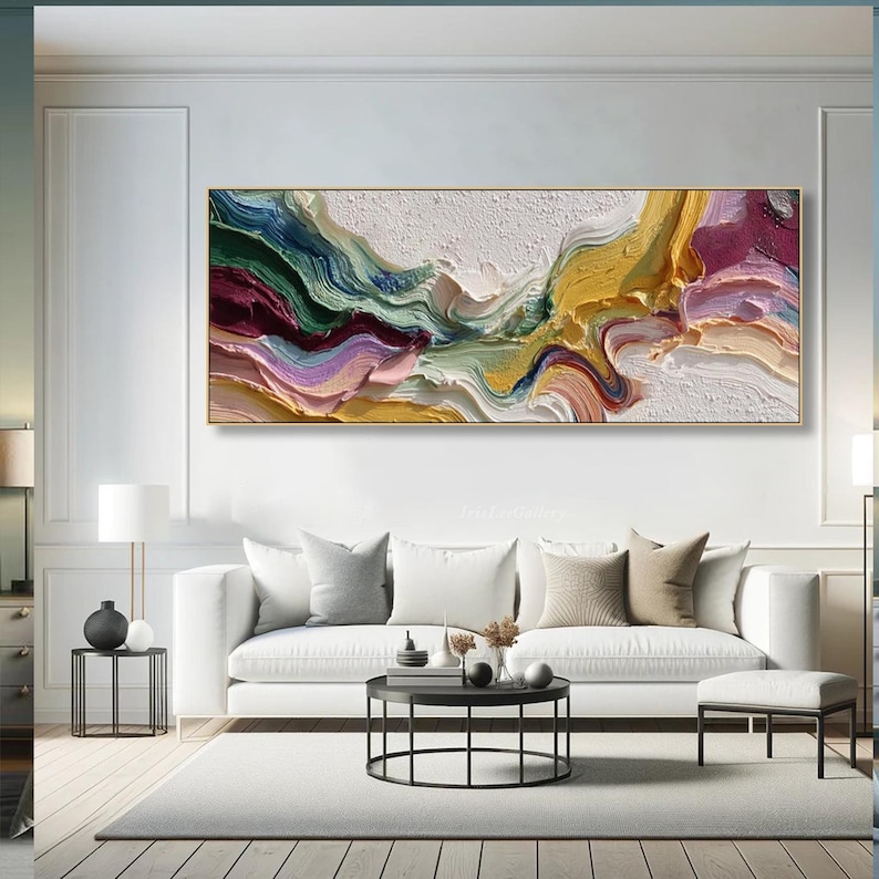 3D Abstract Oil Painting on Canvas Colorful Textured Wall Art Modern ...