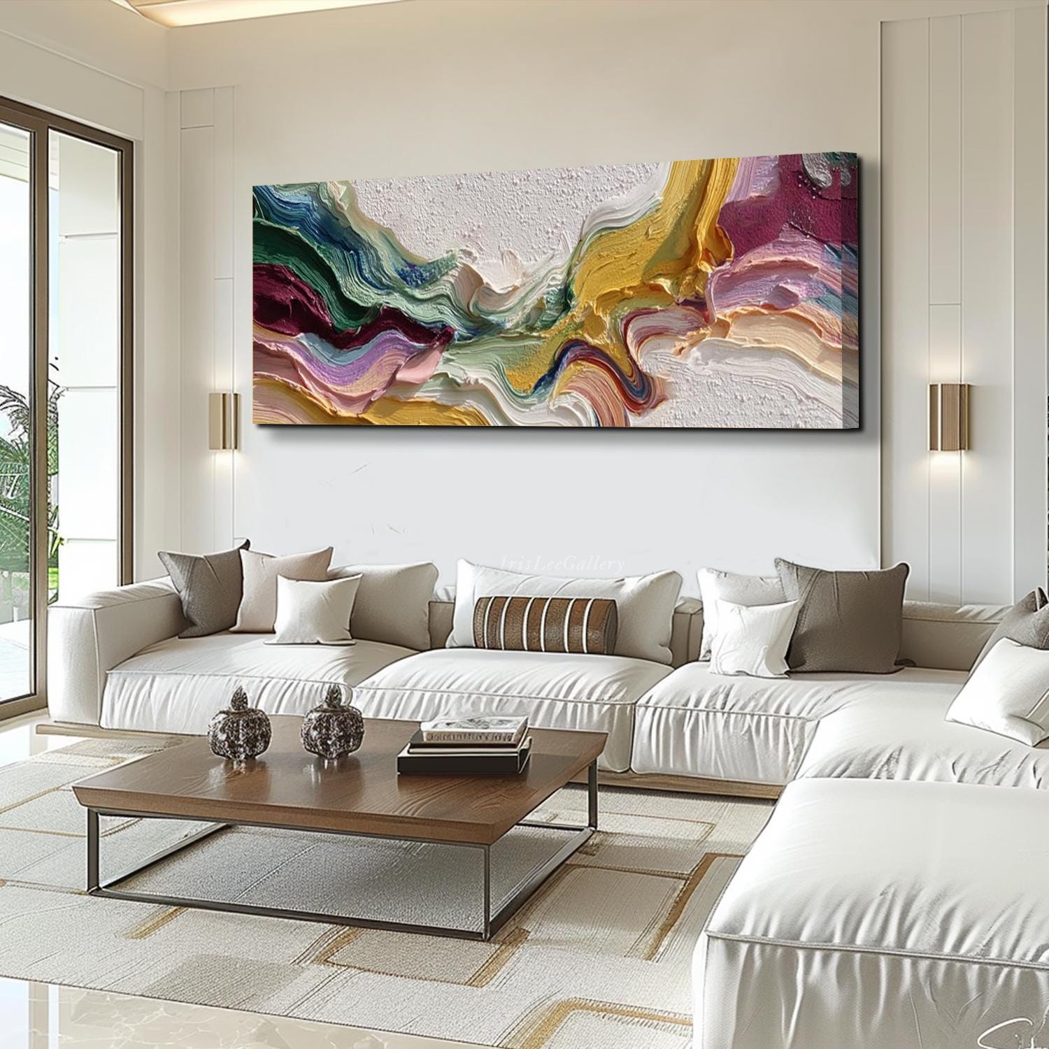 3D Abstract Oil Painting on Canvas Colorful Textured Wall Art Modern ...