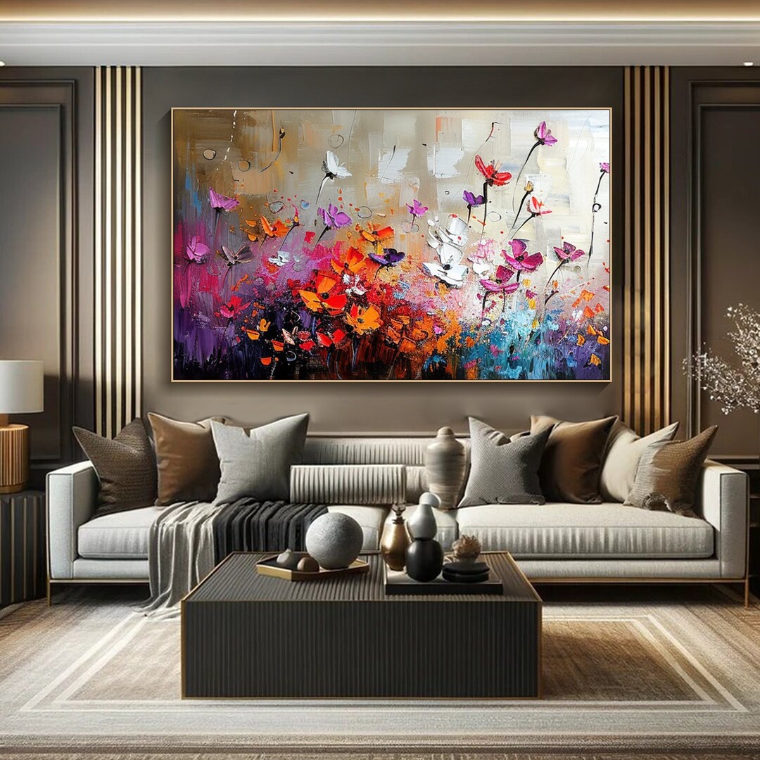 Original Flower Textured Wall Art 3D Abstrat Painting on Canvas Home ...