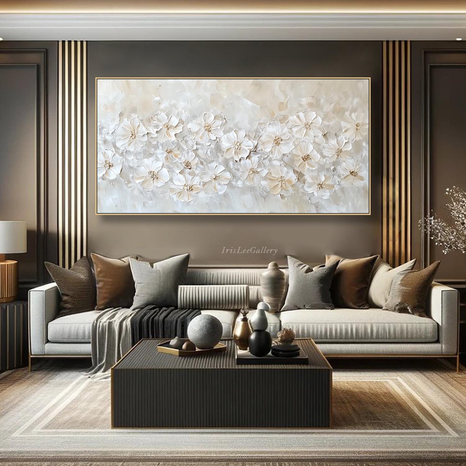 White Daisy 3D Textured Wall Art Neutral Floral Impasto Oil Painting on ...